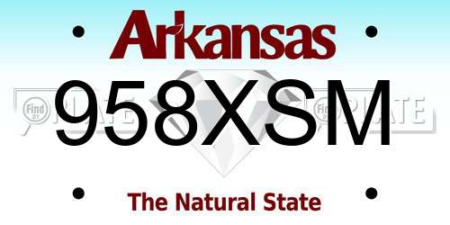 958XSM Arkansas License Plate