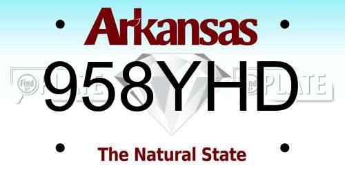 958YHD Arkansas License Plate