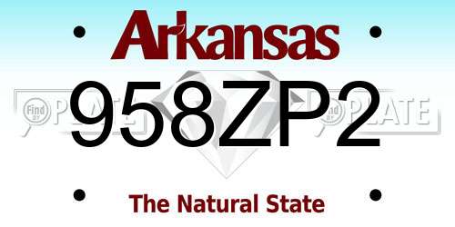 958ZP2 Arkansas License Plate