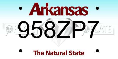 958ZP7 Arkansas License Plate