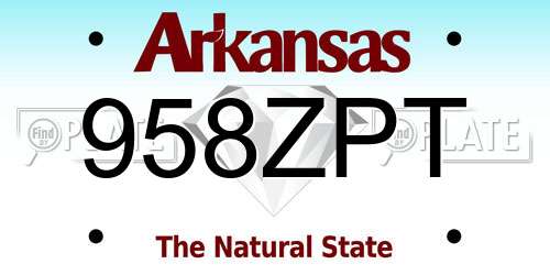 958ZPT Arkansas License Plate