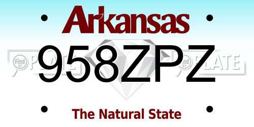 958ZPZ Arkansas License Plate