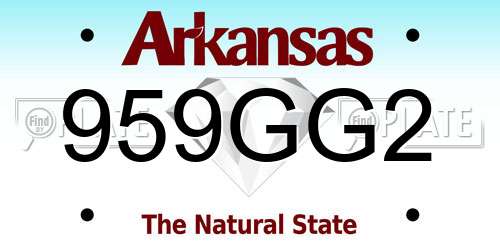 959GG2 Arkansas License Plate