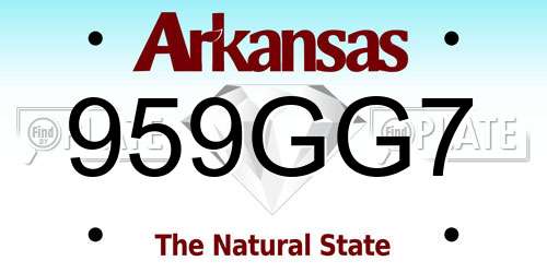 959GG7 Arkansas License Plate