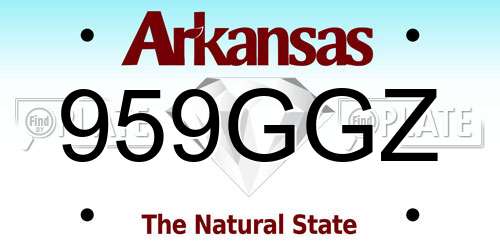 959GGZ Arkansas License Plate
