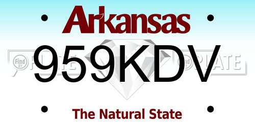 959KDV Arkansas License Plate