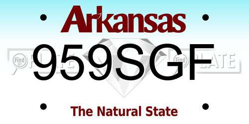 959SGF Arkansas License Plate