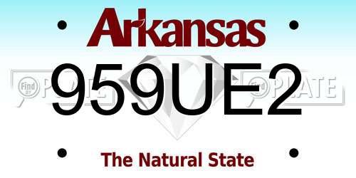 959UE2 Arkansas License Plate