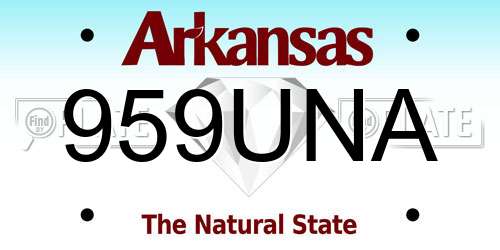 959UNA Arkansas License Plate