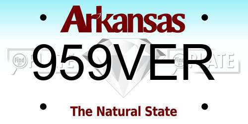 959VER Arkansas License Plate