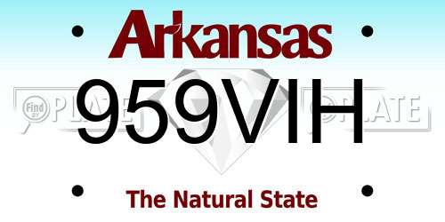 959VIH Arkansas License Plate