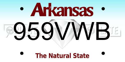 959VWB Arkansas License Plate