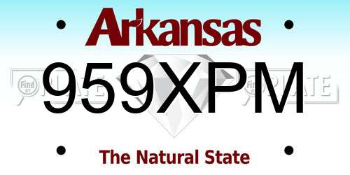 959XPM Arkansas License Plate