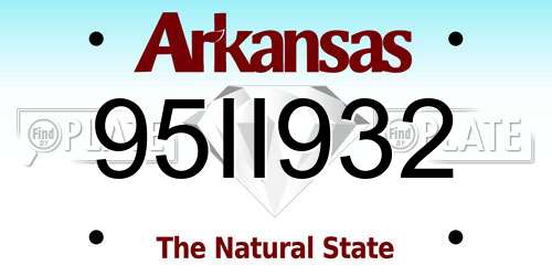 95II932 Arkansas License Plate