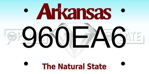 960EA6 Arkansas License Plate