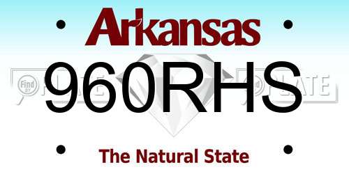 960RHS Arkansas License Plate