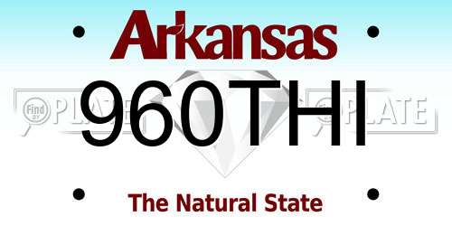 960THI Arkansas License Plate