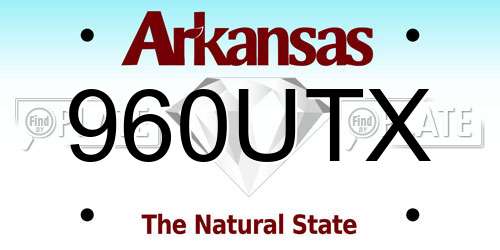 960UTX Arkansas License Plate