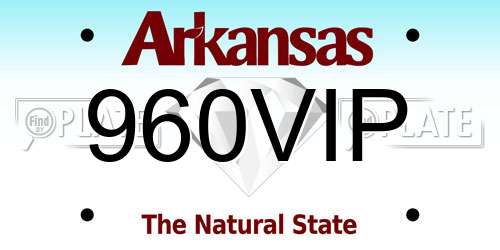 960VIP Arkansas License Plate