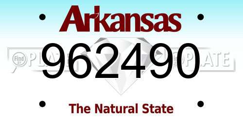 962490 Arkansas License Plate
