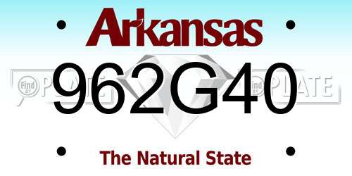 962G40 Arkansas License Plate