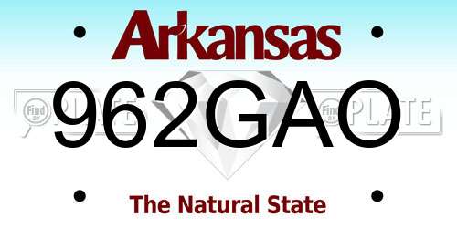962GAO Arkansas License Plate