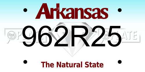 962R25 Arkansas License Plate