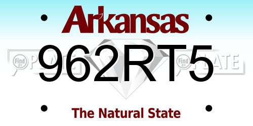 962RT5 Arkansas License Plate