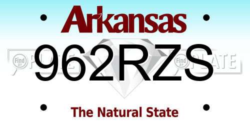 962RZS Arkansas License Plate