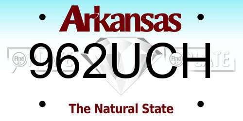 962UCH Arkansas License Plate