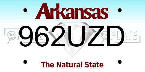 962UZD Arkansas License Plate