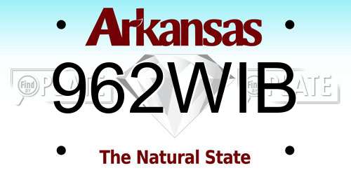 962WIB Arkansas License Plate