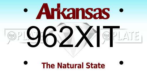 962XIT Arkansas License Plate
