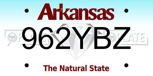 962YBZ Arkansas License Plate