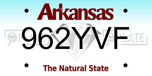 962YVF Arkansas License Plate