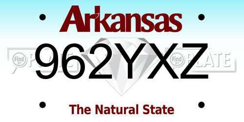 962YXZ Arkansas License Plate