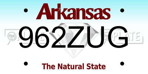 962ZUG Arkansas License Plate