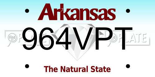 964VPT Arkansas License Plate