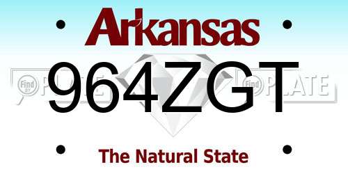 964ZGT Arkansas License Plate