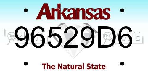 96529D6 Arkansas License Plate