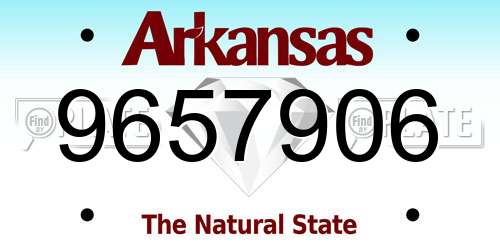 9657906 Arkansas License Plate