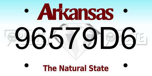 96579D6 Arkansas License Plate