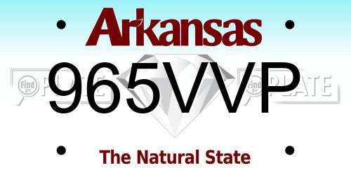 965VVP Arkansas License Plate