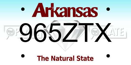 965ZTX Arkansas License Plate