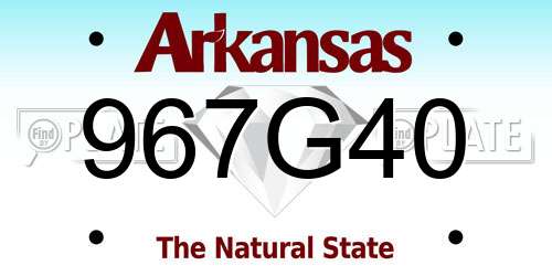 967G40 Arkansas License Plate