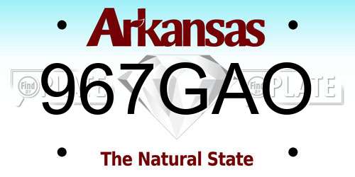 967GAO Arkansas License Plate