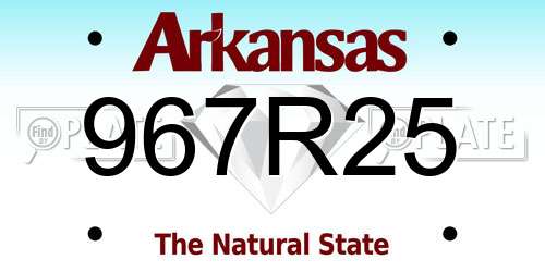 967R25 Arkansas License Plate