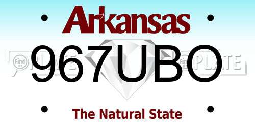 967UBO Arkansas License Plate