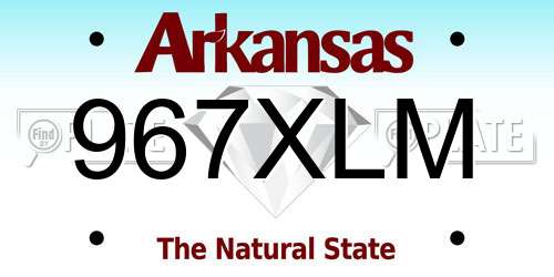 967XLM Arkansas License Plate