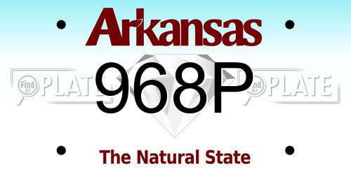 968P Arkansas License Plate